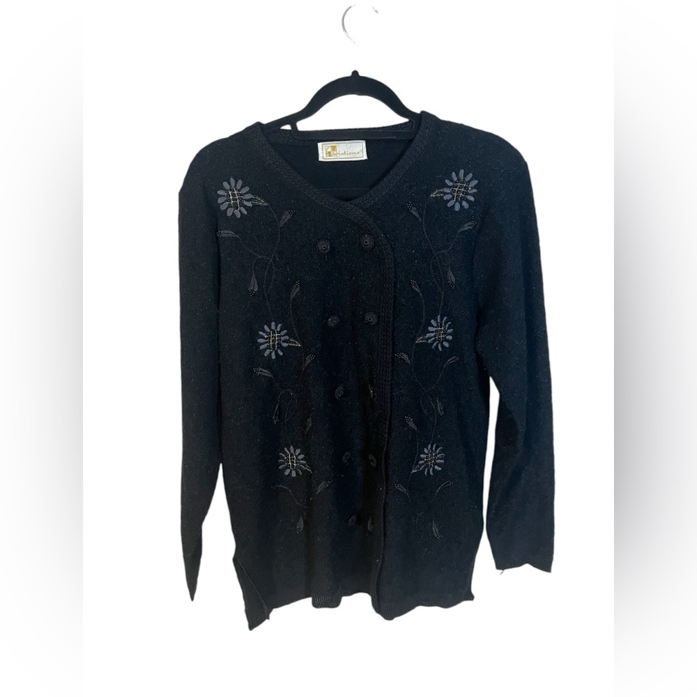 A Vintage black cardigan in medium by Variations